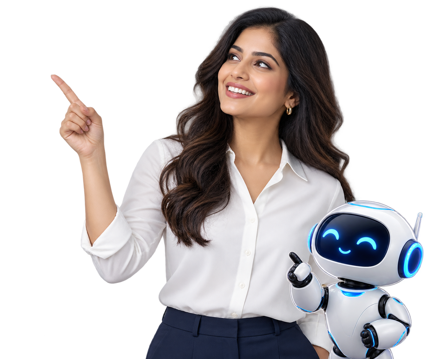 Digital specialist with a friendly blue and white robot